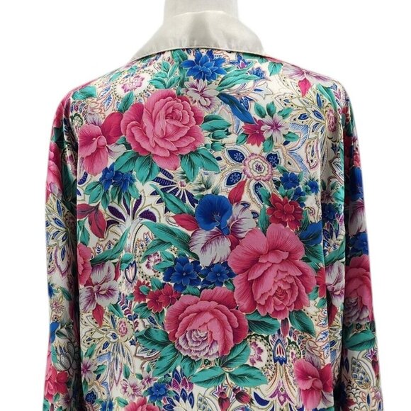 Vintage Victoria's Secret Gold Label Satin Floral Button Sleep Shirt Small - Picture 5 of 15
